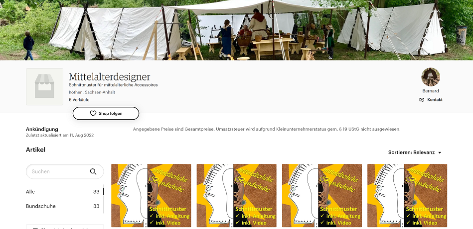 Der Shop des Mittelalterdesigners auf Etsy